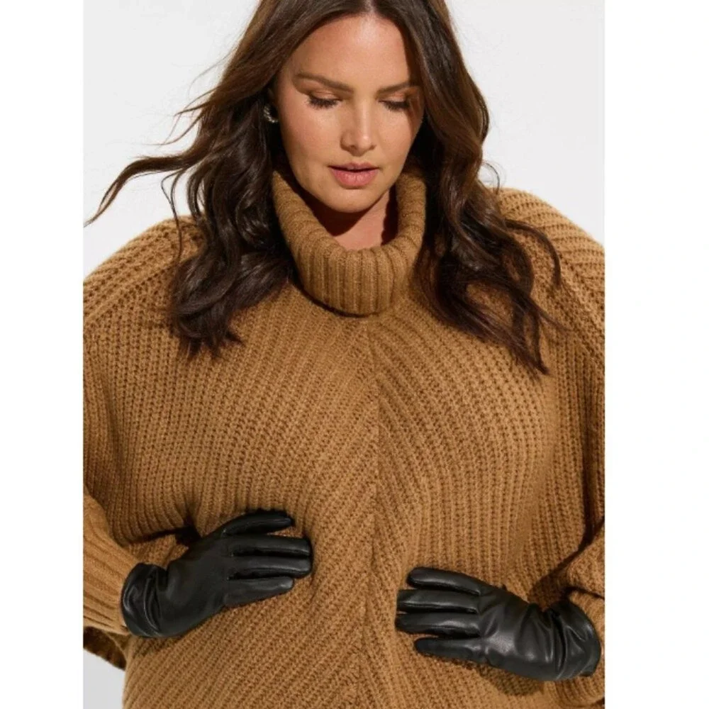 Torrid Womens Black Faux‎ Leather Dressy Evening Out Gloves Size S/M